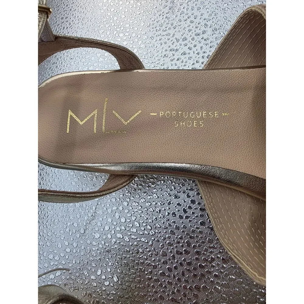 MLV Cassia Portuguese Heart Sandals Size US 10.5 Raffia & Metallic Gold‎ Finish